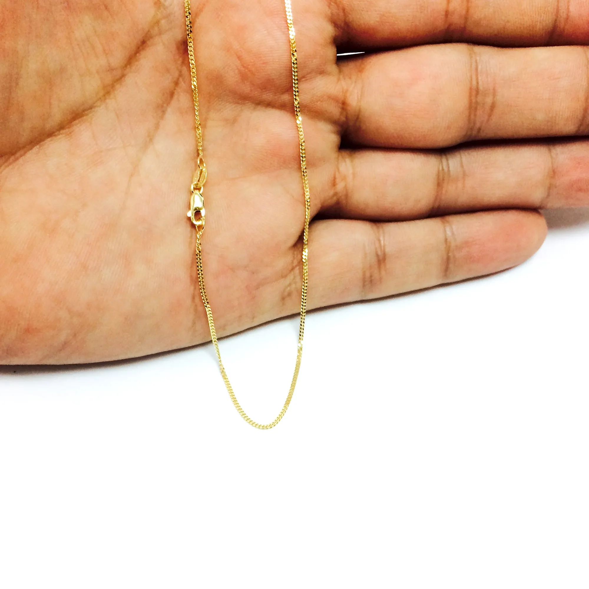 14k Yellow Gold Gourmette Chain Necklace, 1.0mm