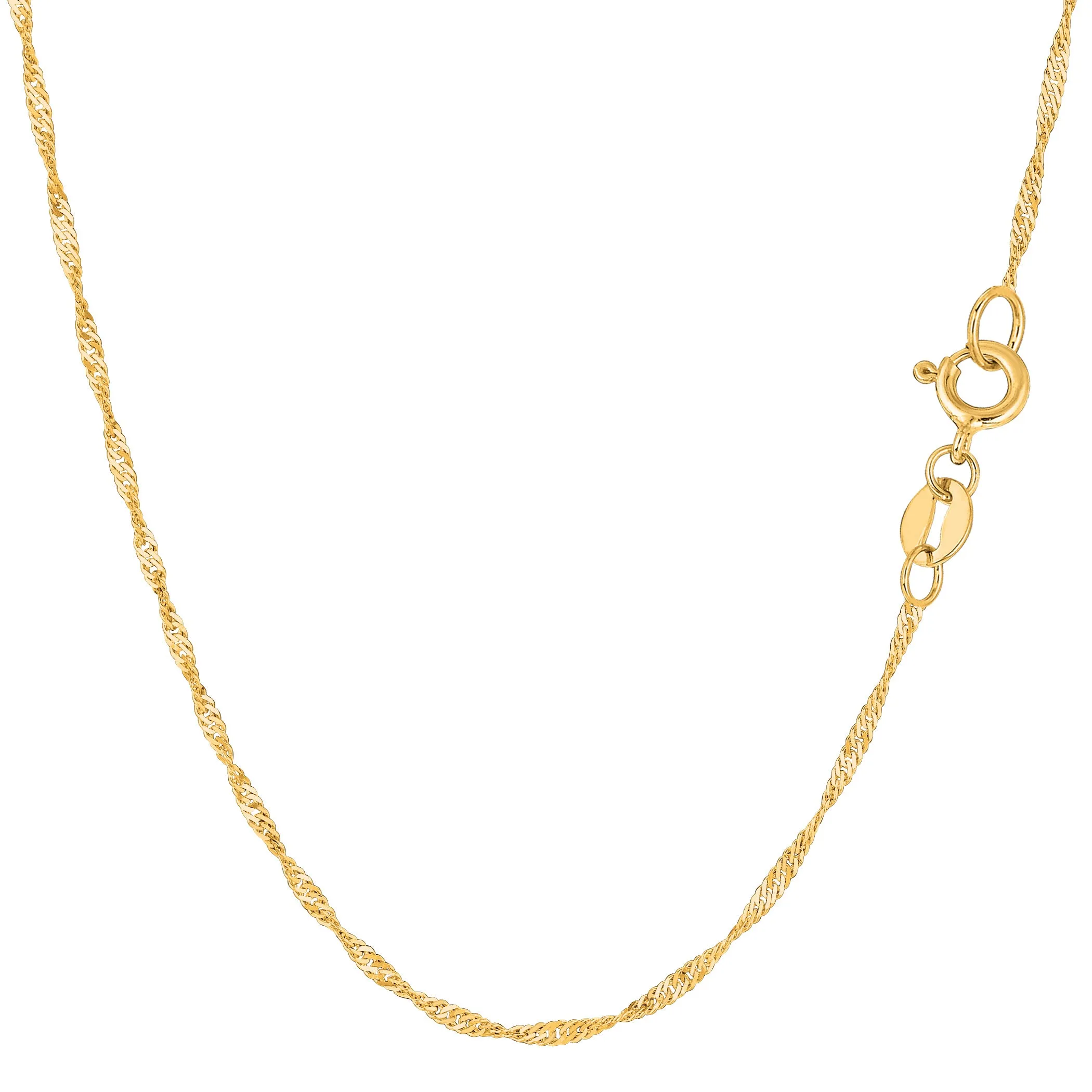 14k Yellow Gold Singapore Chain Necklace, 1.5mm