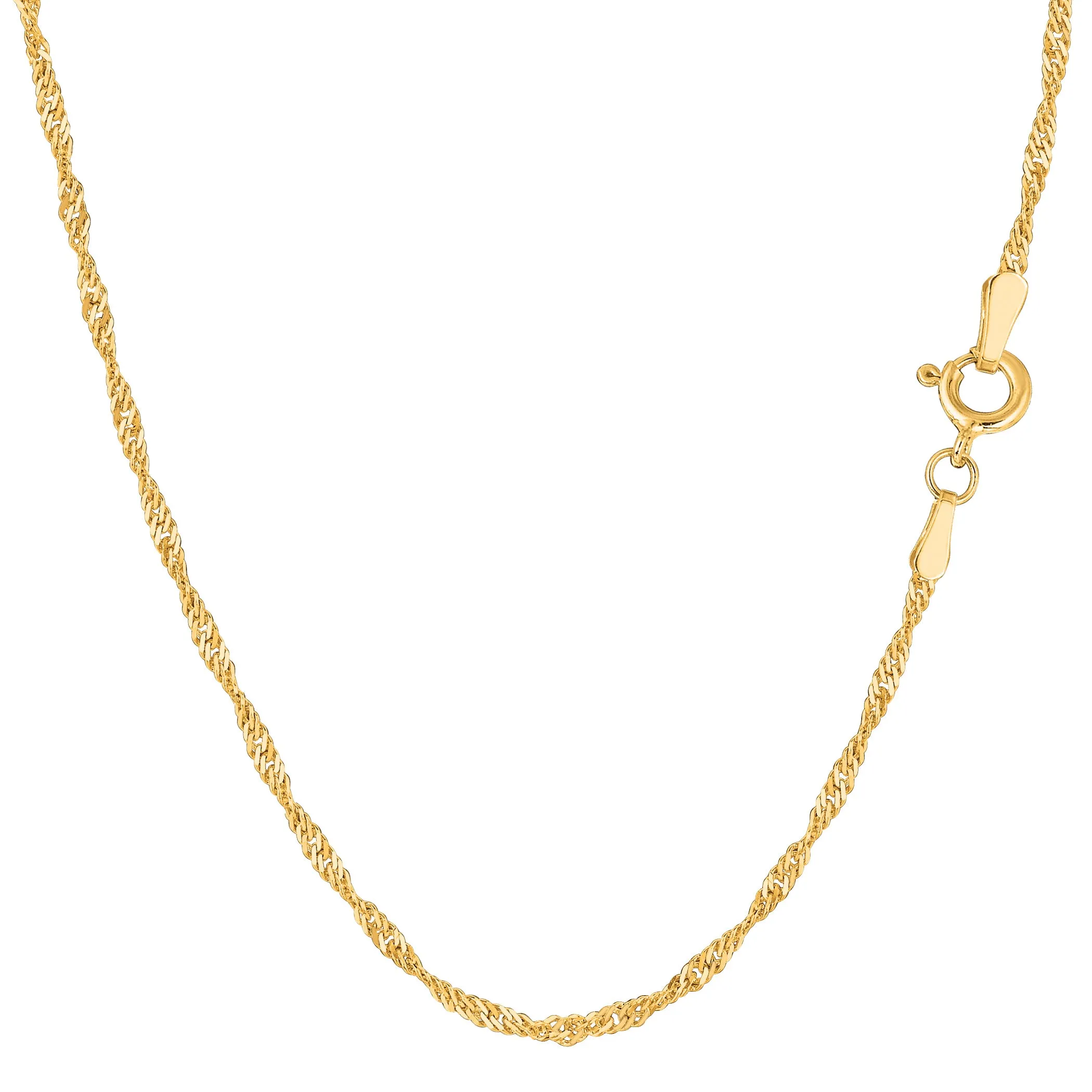 14k Yellow Gold Singapore Chain Necklace, 1.7mm