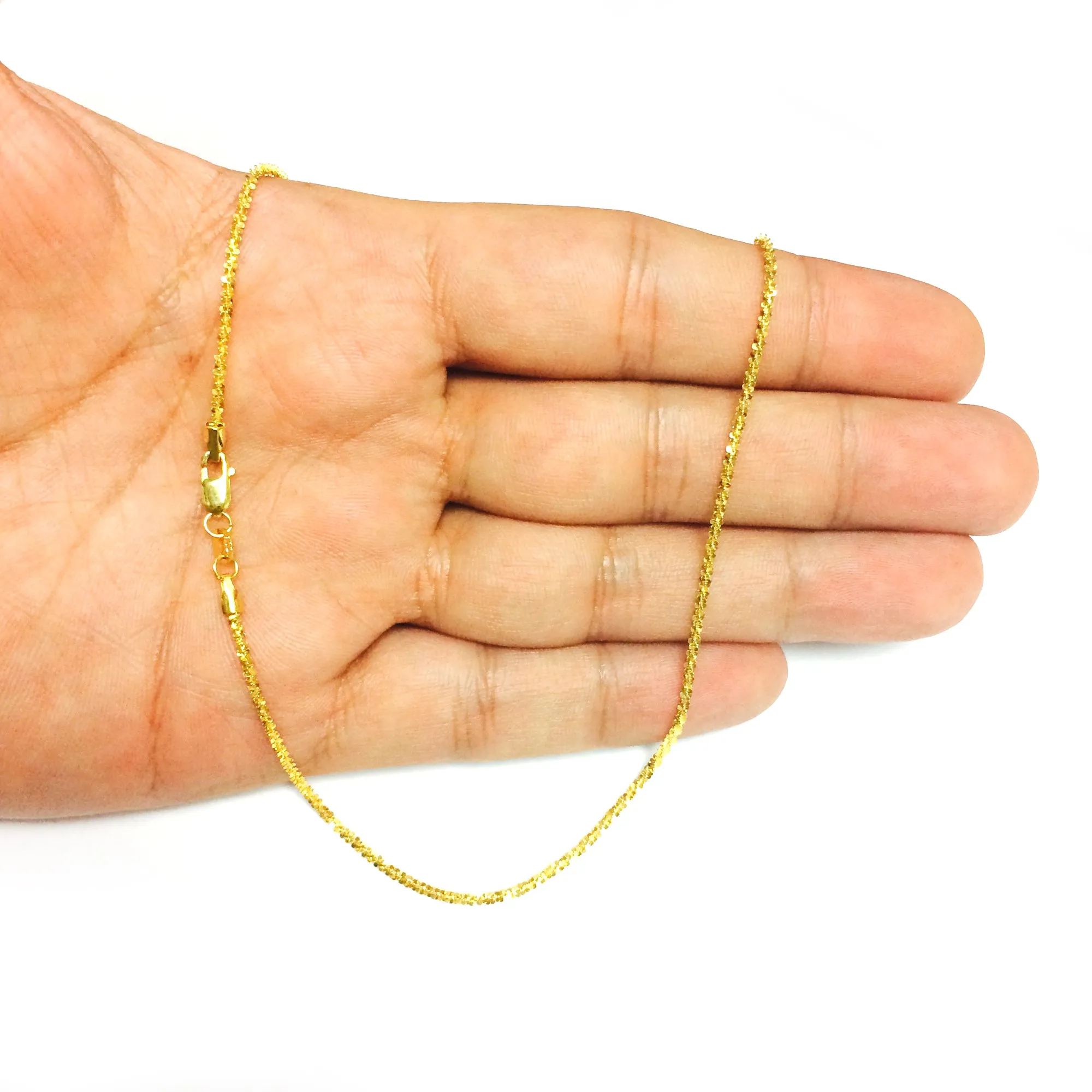 14k Yellow Gold Sparkle Chain Necklace, 1.5mm