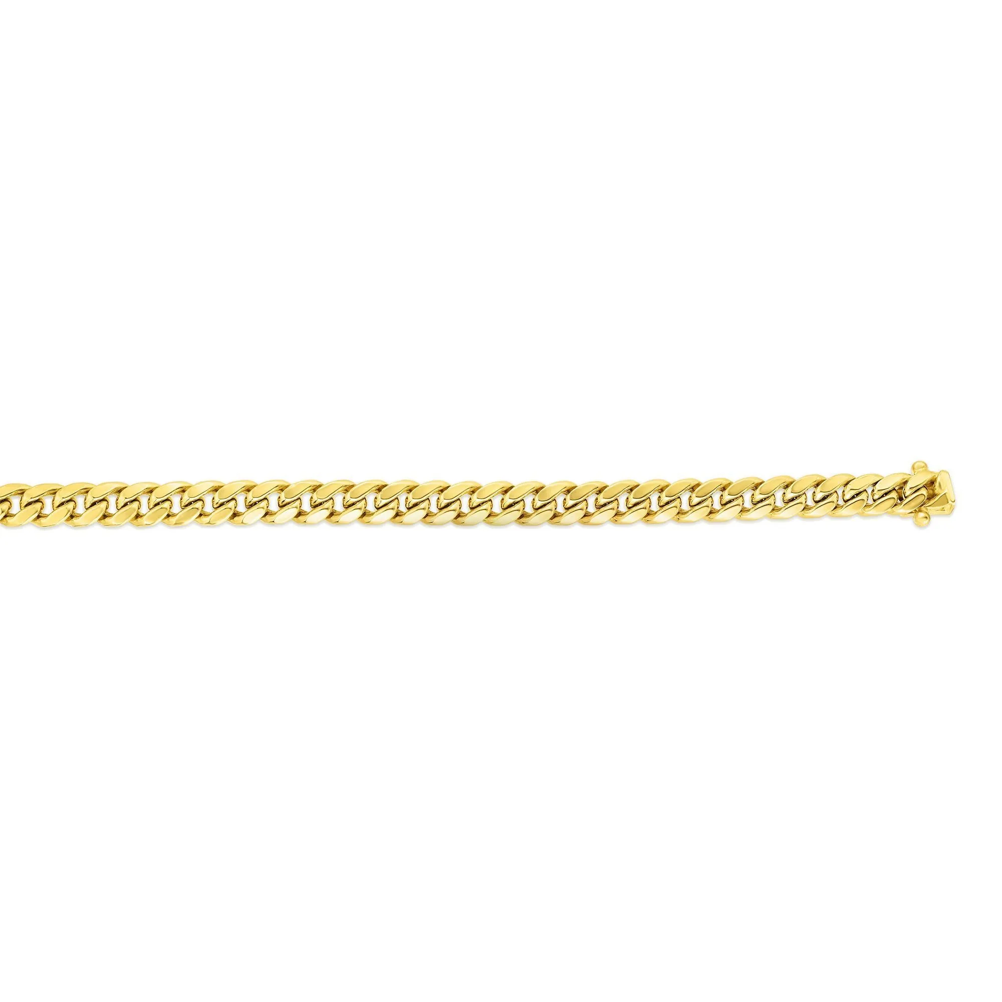 14k Yellow Semi Solid Gold Miami Cuban Link Chain Necklace, Width 9mm