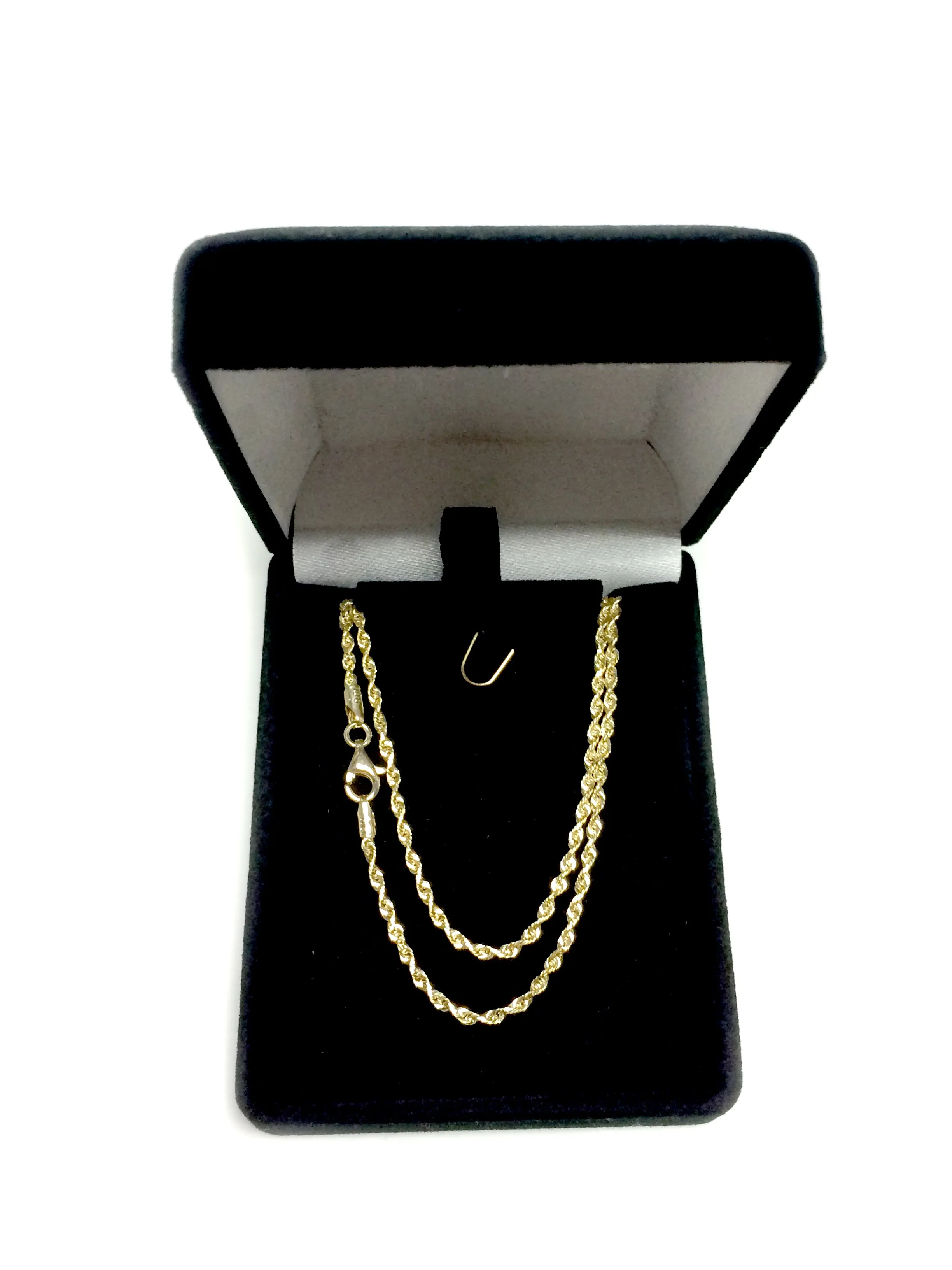 14k Yellow Solid Gold Diamond Cut Rope Chain Necklace, 2.0mm