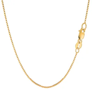 14k Yellow Solid Gold Mirror Box Chain Necklace, 1mm