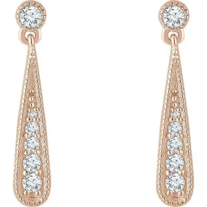 14KT GOLD 1/6 CTW DIAMOND TEARDROP EARRINGS