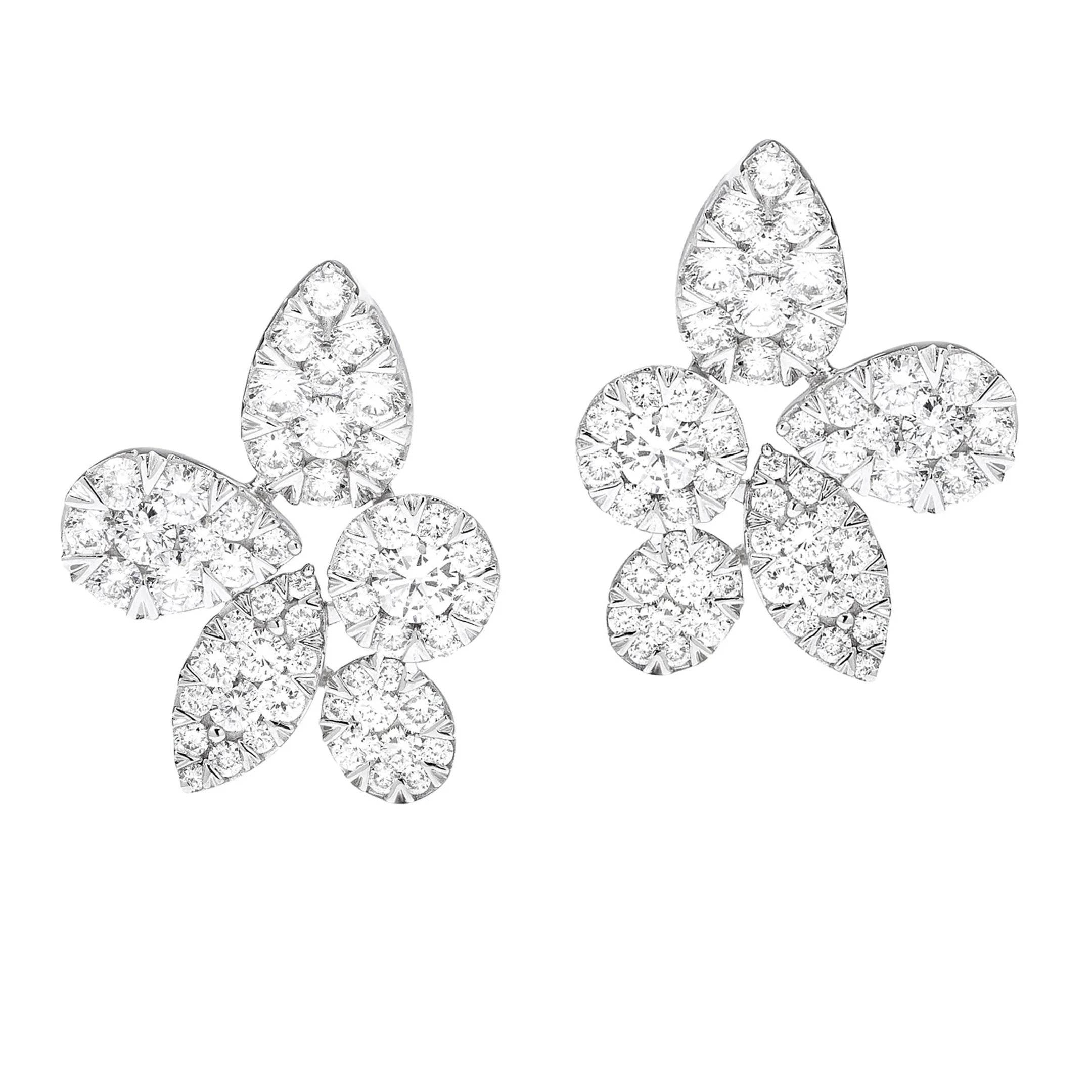 1.70ct 14k White Gold Diamond Leaf Earrings