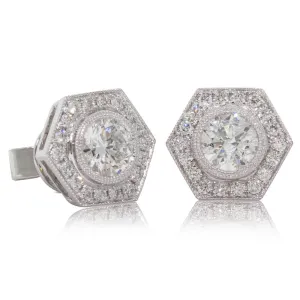 18ct White Gold Diamond Halo Earrings