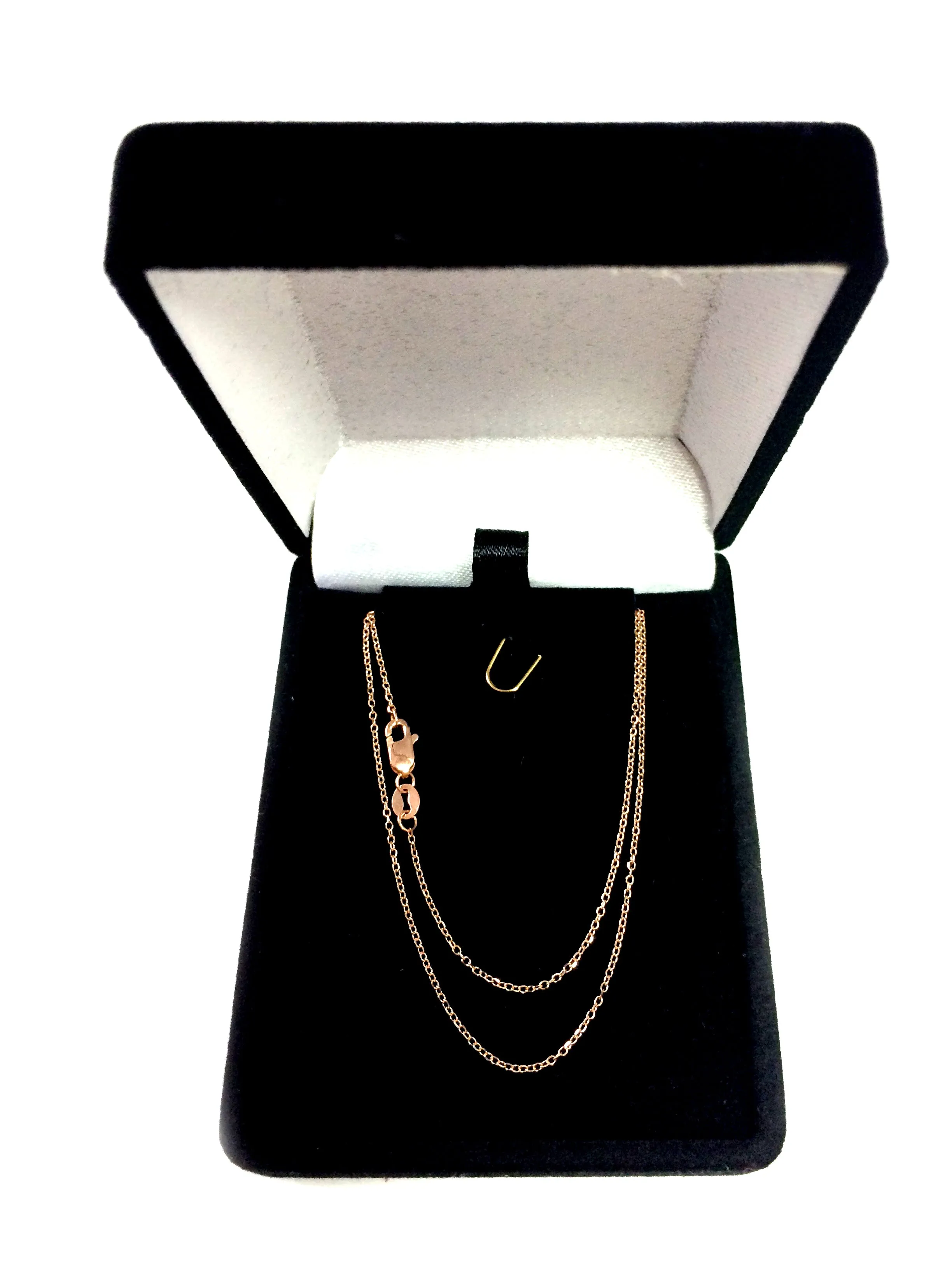 18k Rose Gold Cable Link Chain Necklace, 0.7mm