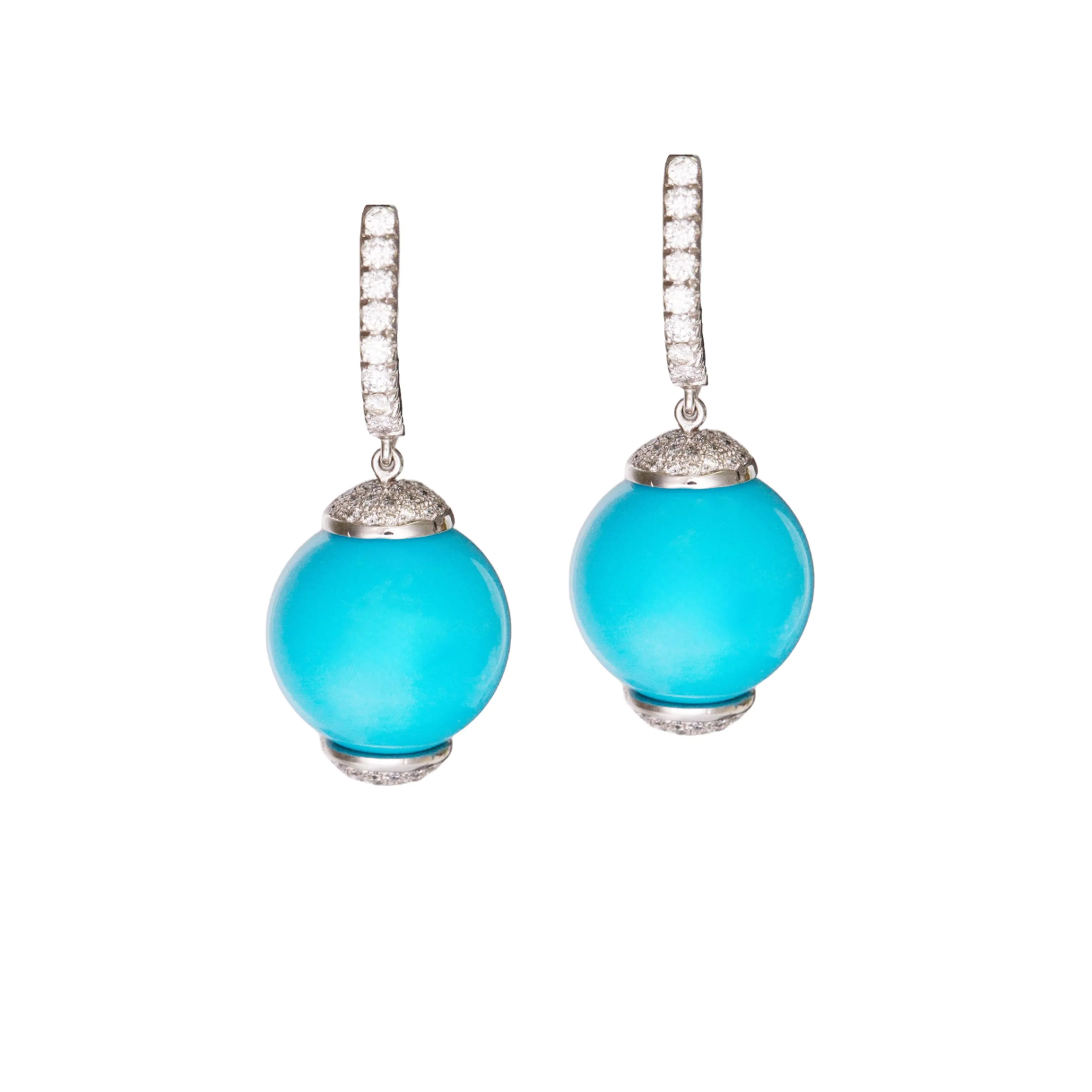 18k White Gold Diamond & Turquoise Drop Earrings