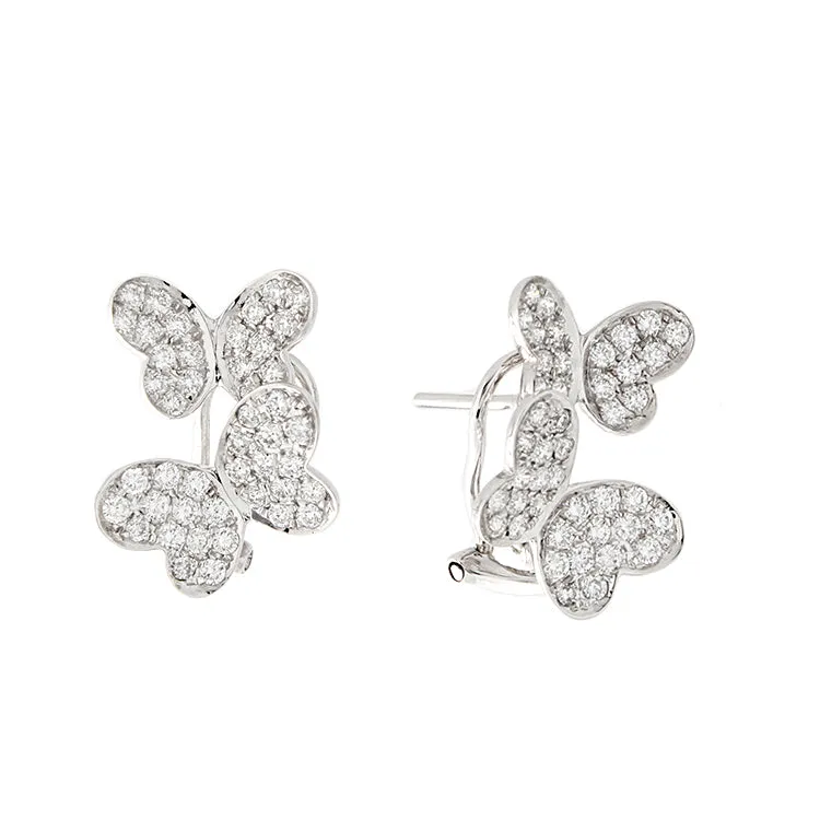 18k White Gold Diamond Butterfly Earrings