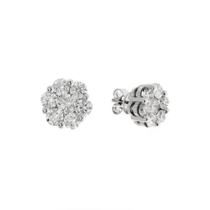 18k White Gold Diamond Cluster Earrings