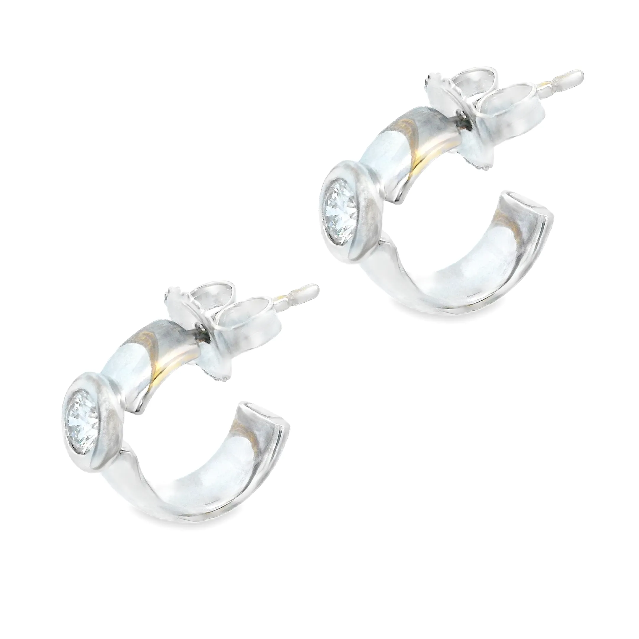 18k White Gold Diamond Huggy Earrings