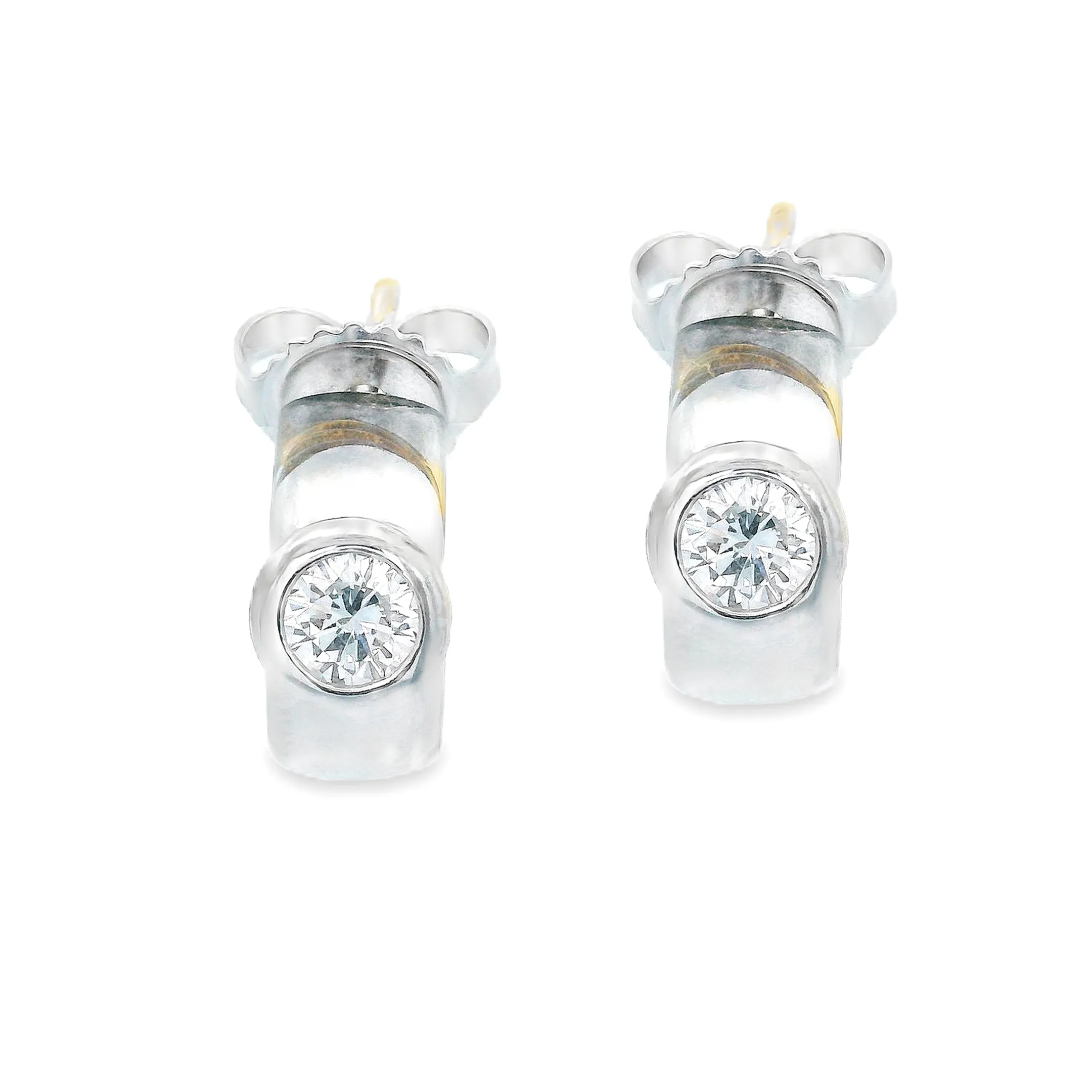 18k White Gold Diamond Huggy Earrings