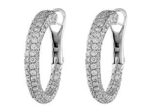 18k White Gold Pavé Diamond Omega Hoops