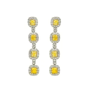 18k White Gold Yellow & White Diamond Earrings