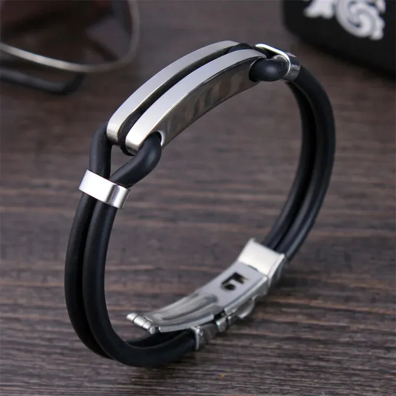 2023 Fashion Lover Bracelet Women Men Polishing Stainless Steel Bracelets Arc rhombus Thick Clamp Metal Silicone Bangles Jewelry