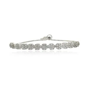 21 Nicole Jewellery Rhodium Plated Cubic Zirconia Adjustable Bracelet  - BR334 White