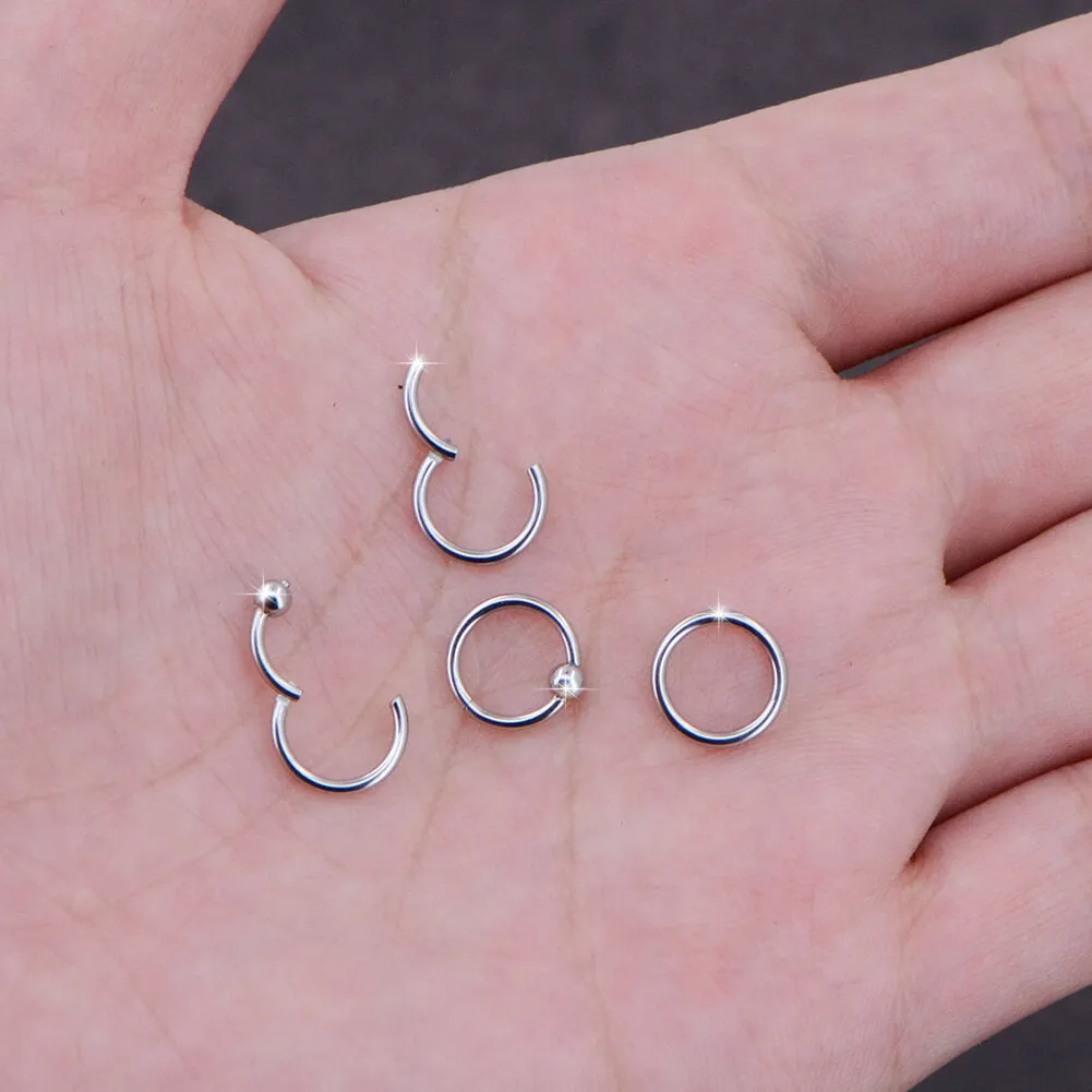 2PCS 16G Classical Hinged Segment Septum and Nose Ring