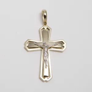 2" Byzantine Cross Crucifix Jesus Pendant 10K Yellow Gold