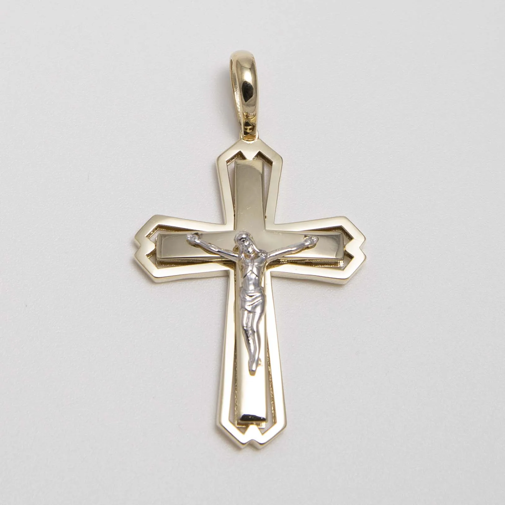 2" Byzantine Cross Crucifix Jesus Pendant 10K Yellow Gold