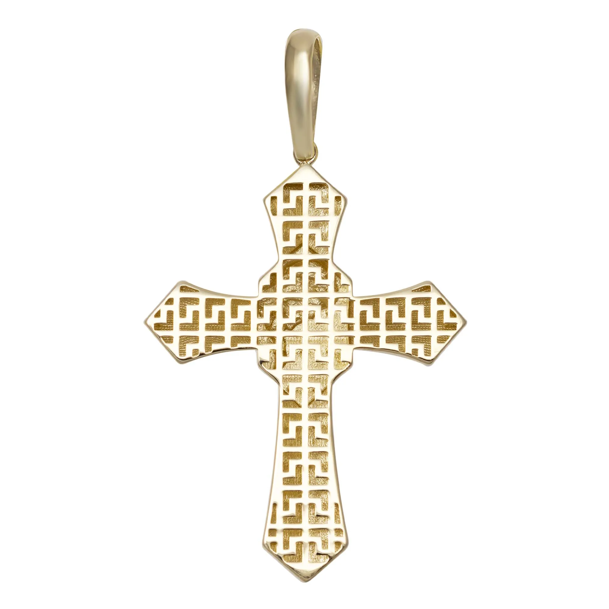 2" Face of Jesus Cross Pendant 10K Yellow Gold