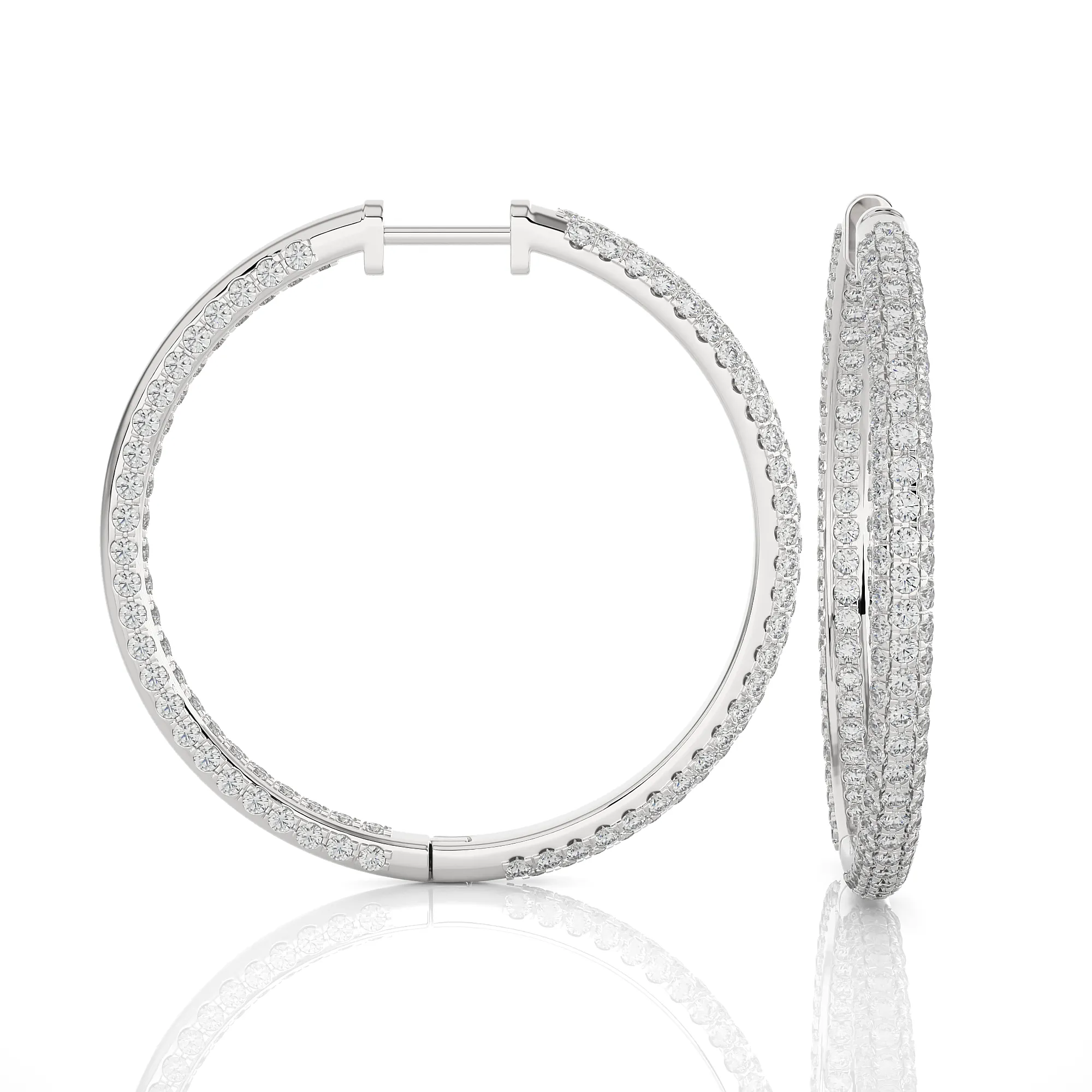 3 ctw Round Lab Grown Diamond Inside Out Hoop Earrings