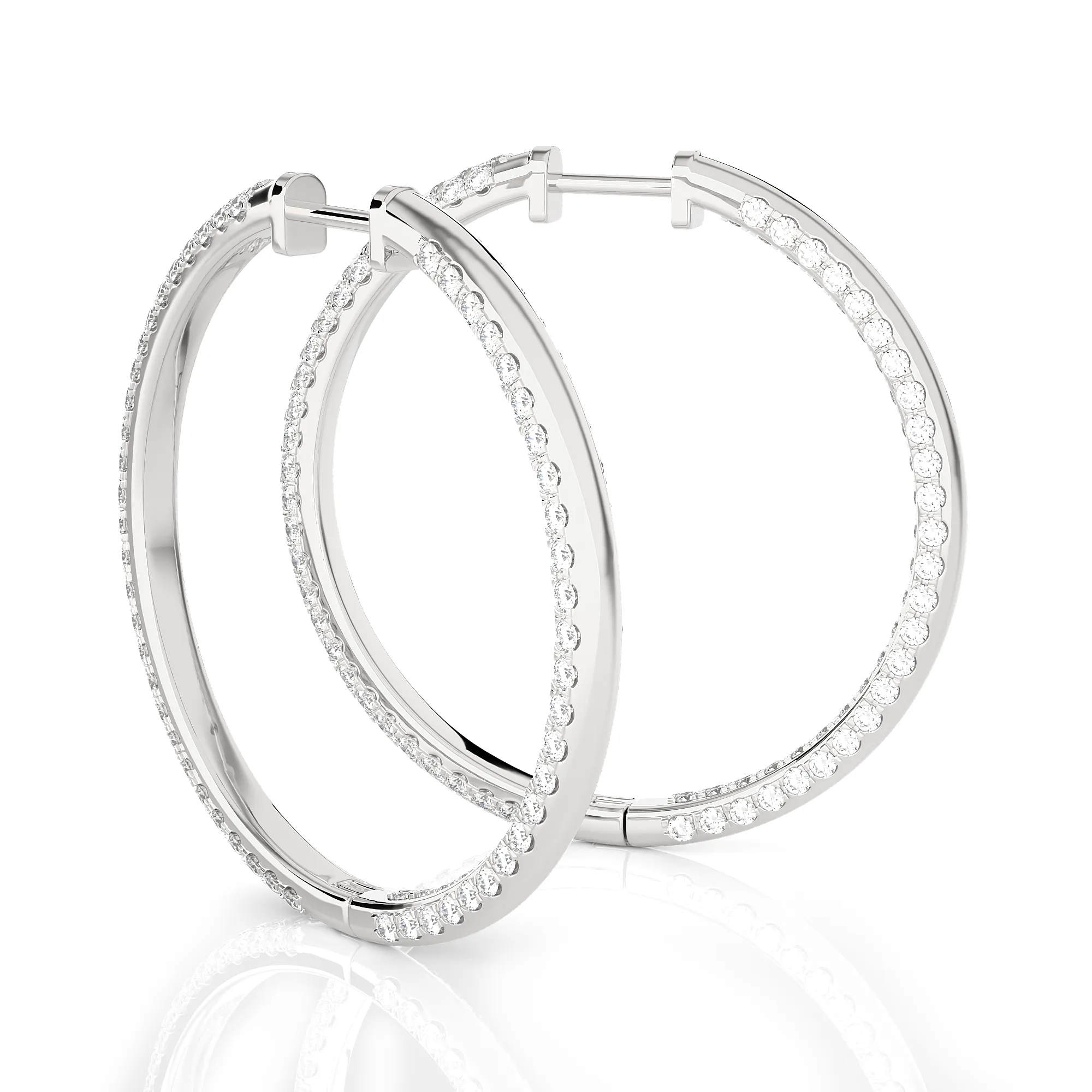 3 ctw Round Lab Grown Diamond Inside Out Hoop Earrings