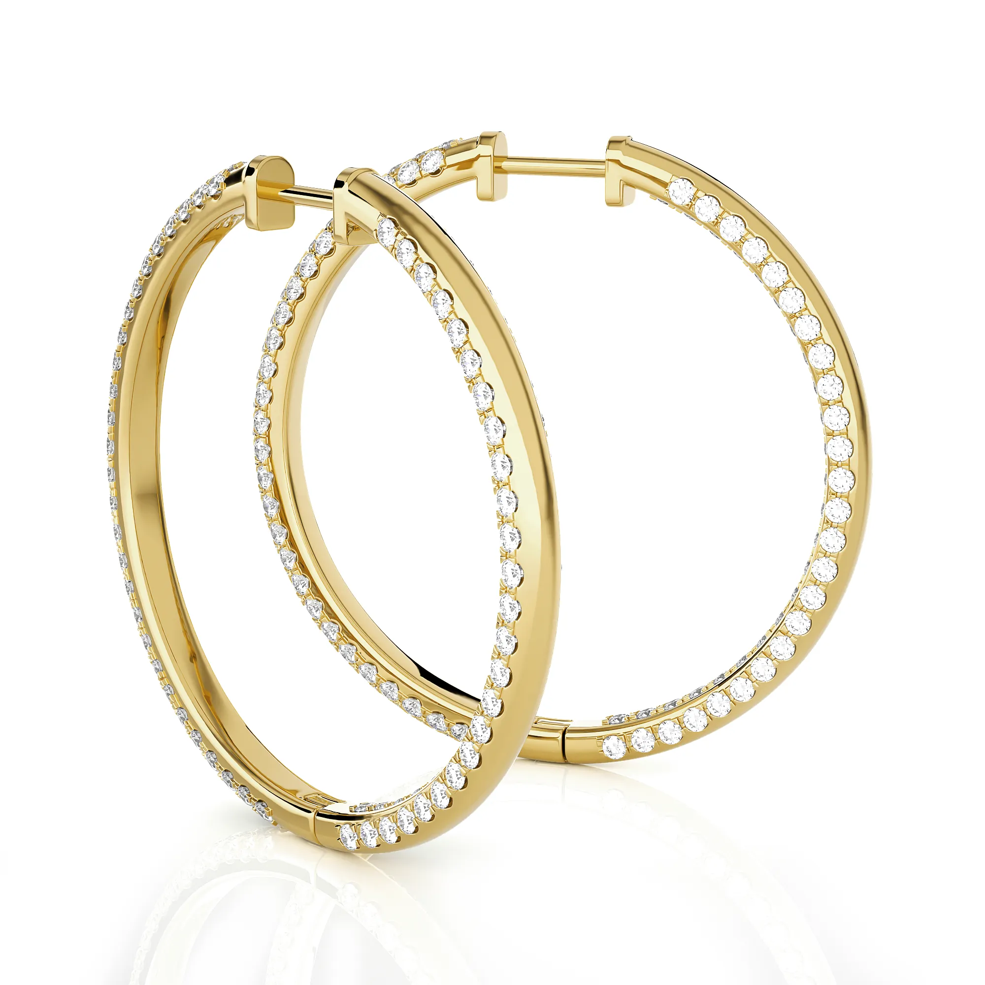 3 ctw Round Lab Grown Diamond Inside Out Hoop Earrings