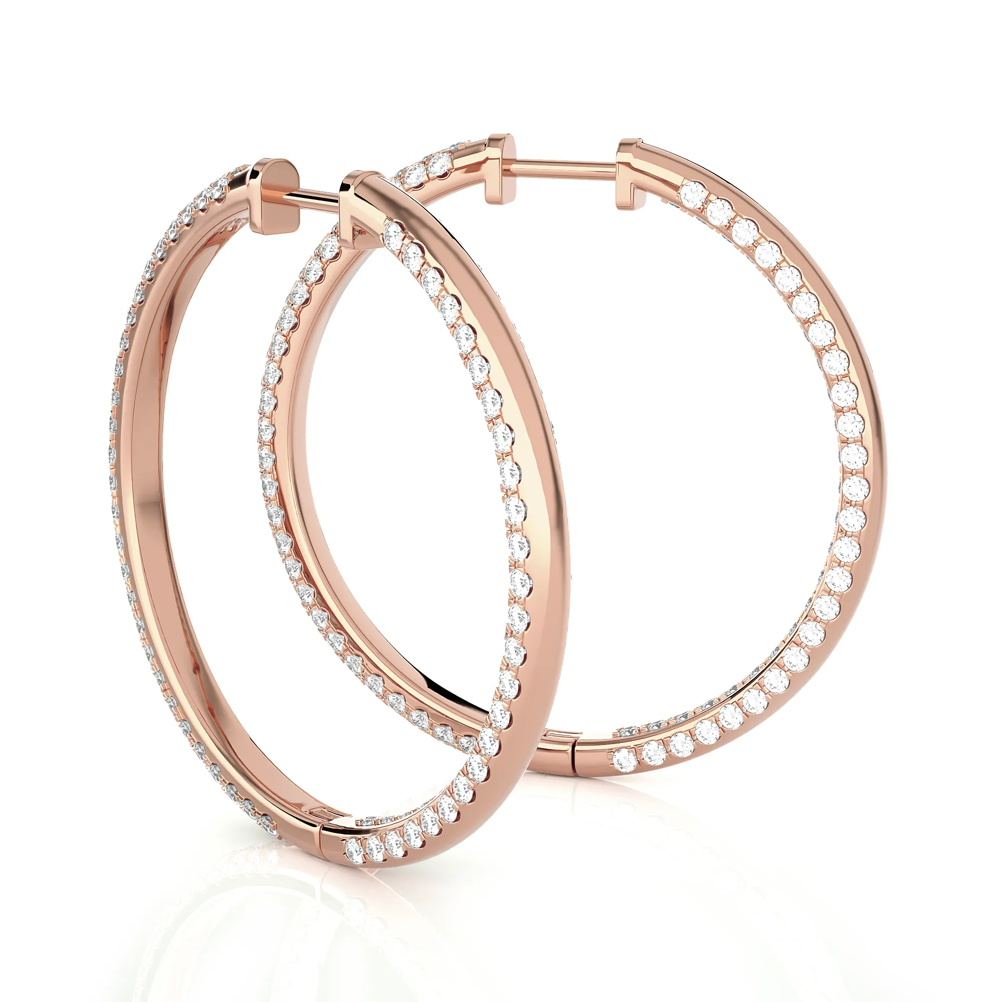 3 ctw Round Lab Grown Diamond Inside Out Hoop Earrings