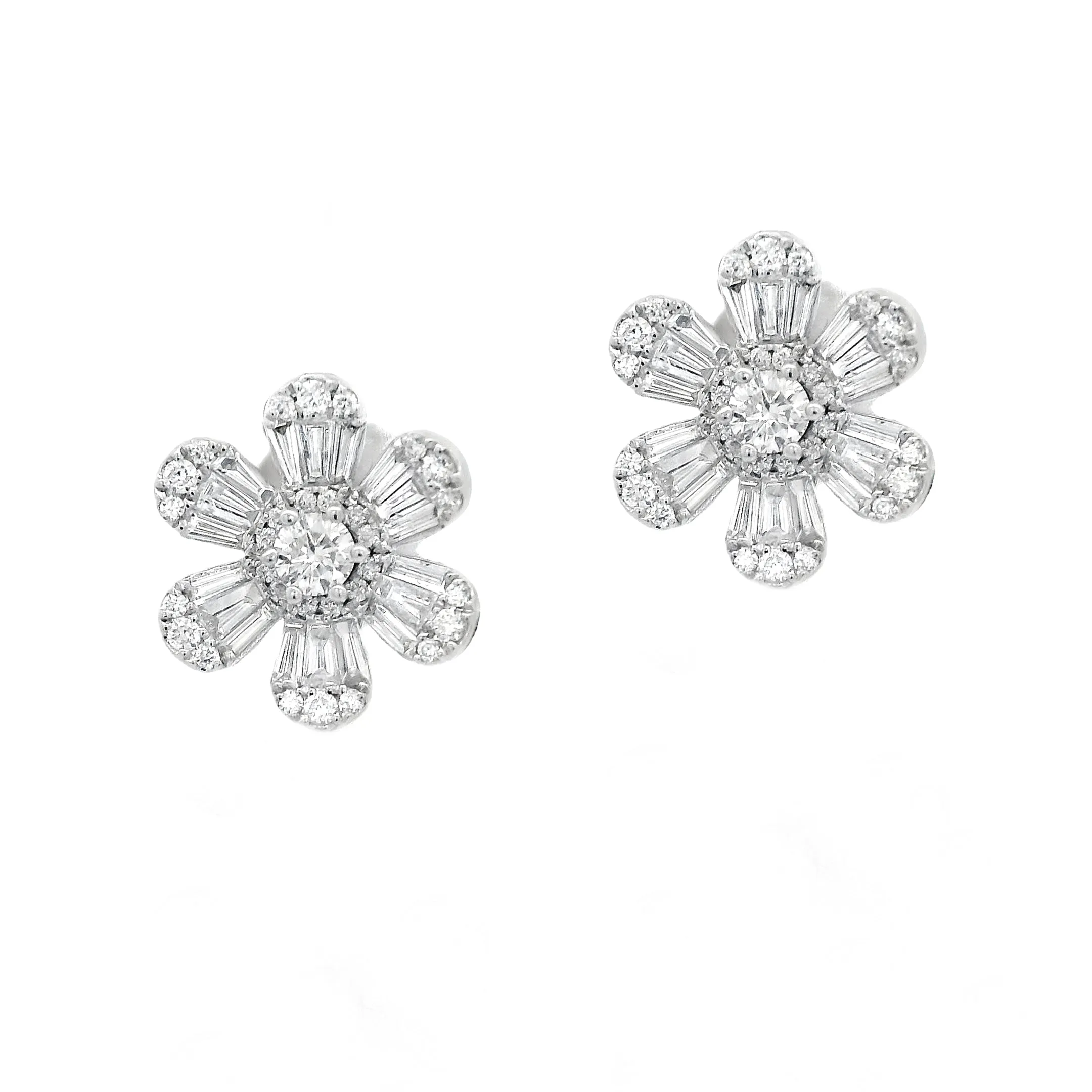 3.90ct 18k White Gold Diamond Flower Convertible Earrings