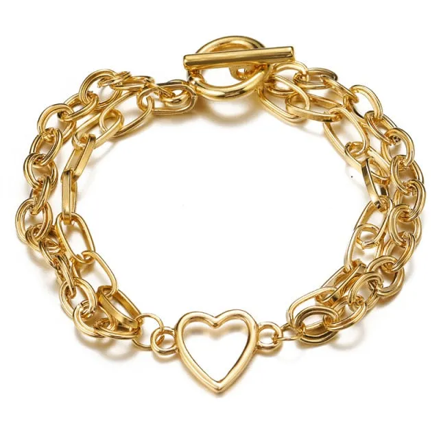 3pcs Set Fashion Thick Chain Link Bracelets Bangles For Women