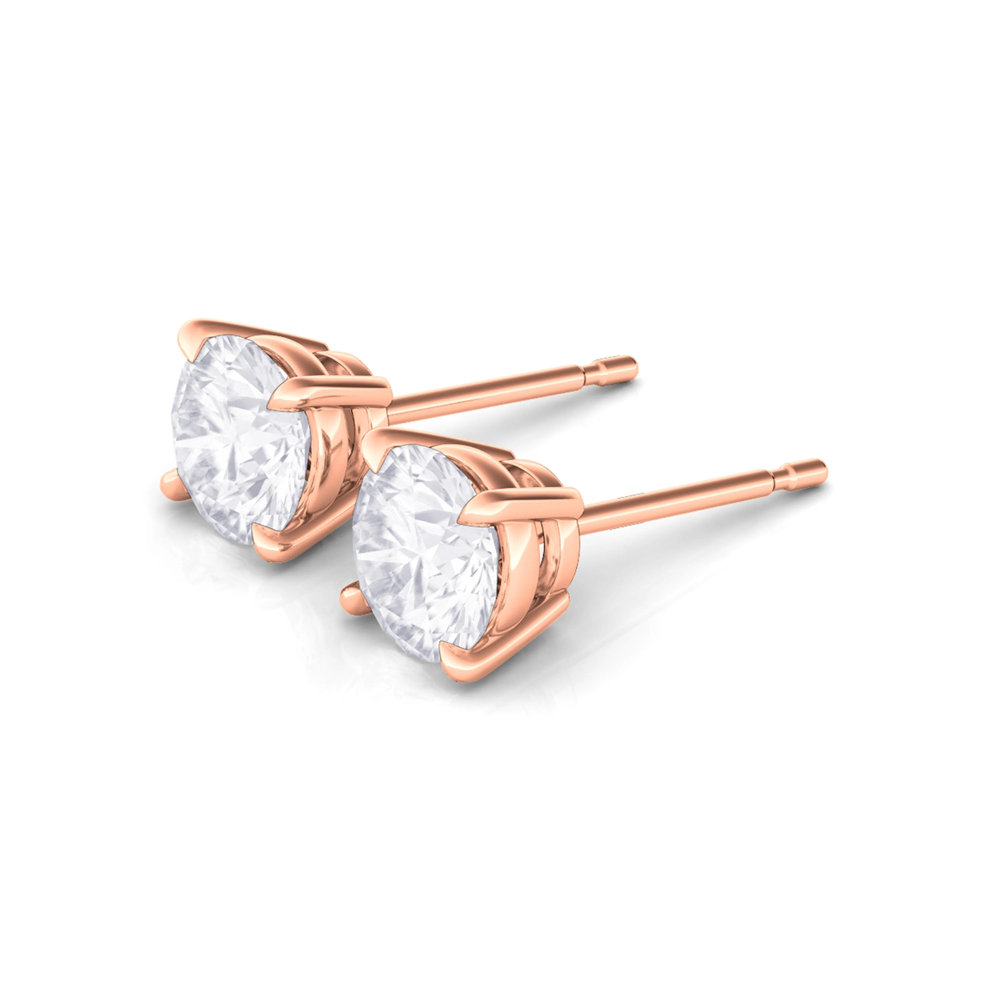 4-Prong Round Brilliant Diamond Stud Earrings