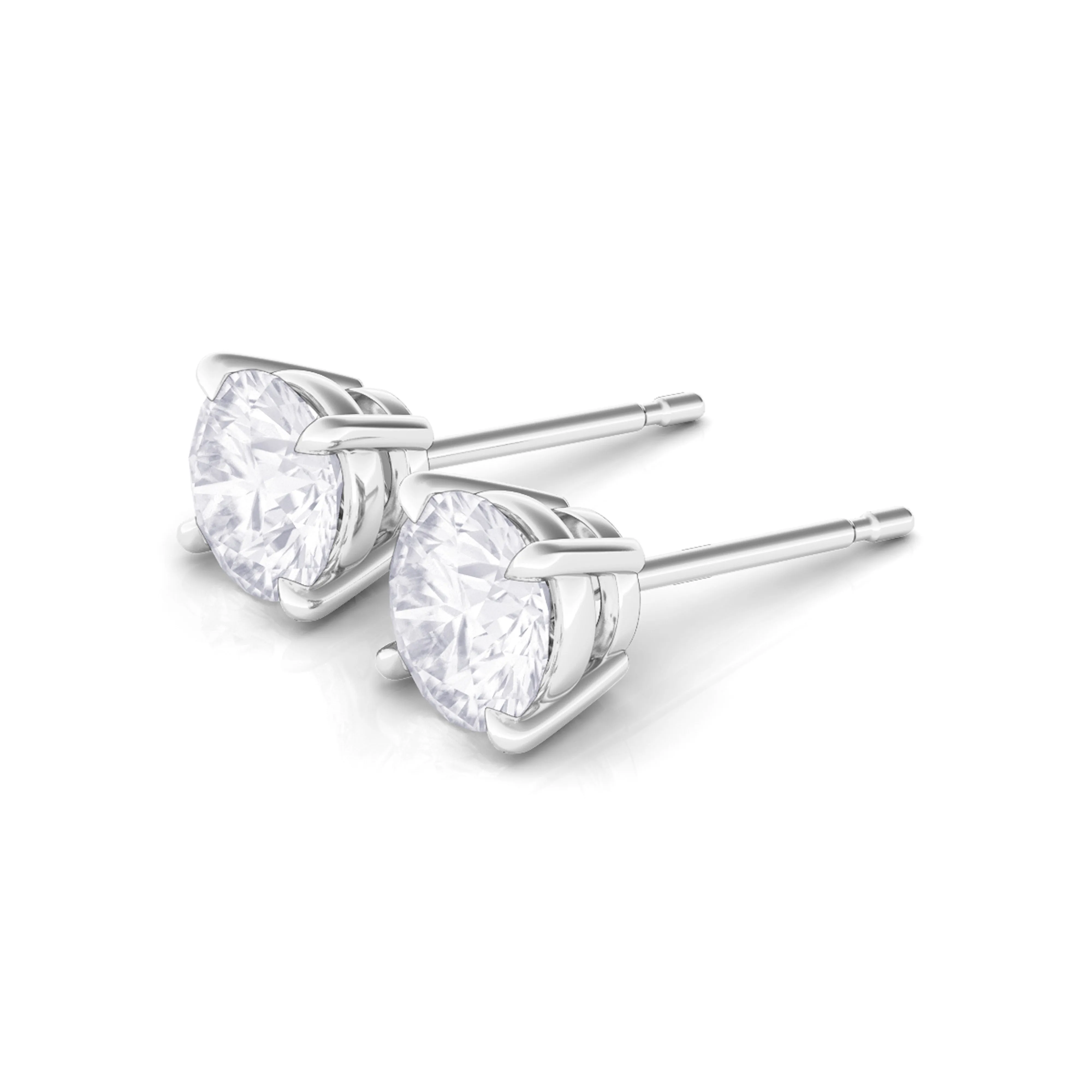 4-Prong Round Brilliant Diamond Stud Earrings