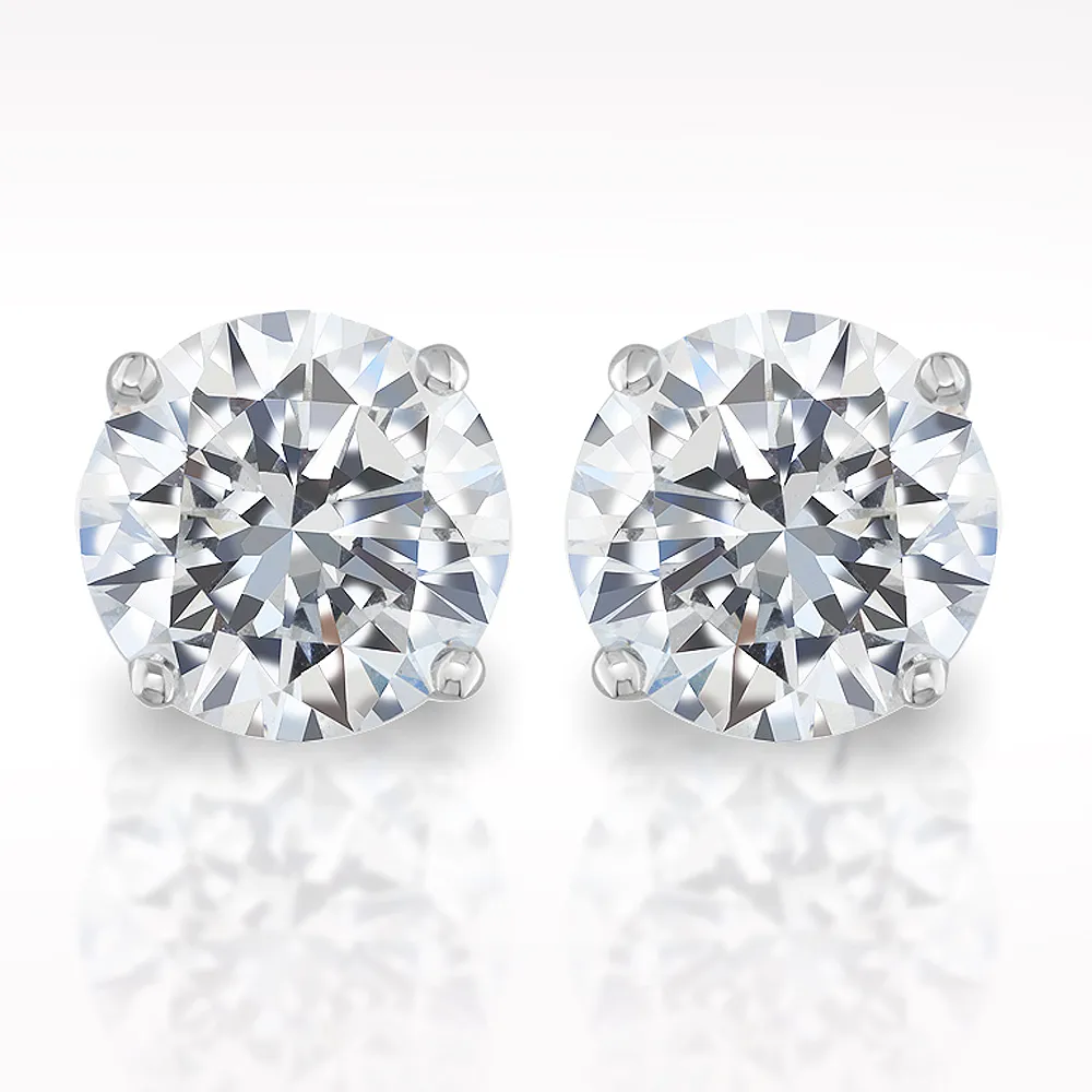 4.02ct H SI2 Brilliant Cut Diamond 18 Carat White Gold  Earrings