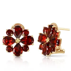 4.85 Carat 14K Solid Yellow Gold Fiore Garnet Earrings