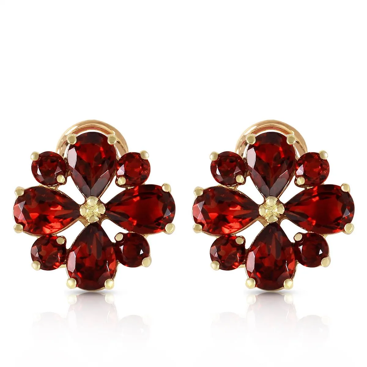 4.85 Carat 14K Solid Yellow Gold Fiore Garnet Earrings