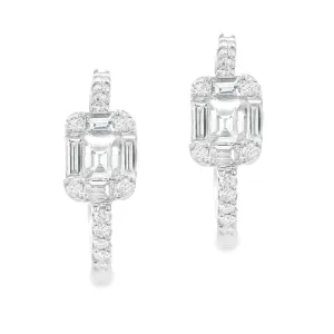 .50ct 18k White Gold Diamond Huggy Earrings