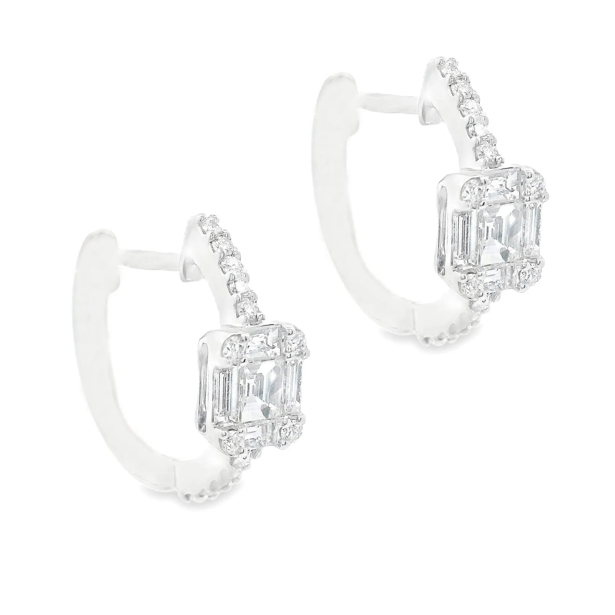 .50ct 18k White Gold Diamond Huggy Earrings