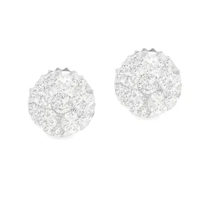 .75ct 18k White Gold Diamond Cluster Small Stud Earrings