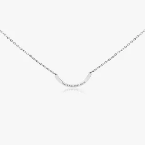 925 Sterling Silver Curved Bar Necklace with Gift Box Modern Classic Design