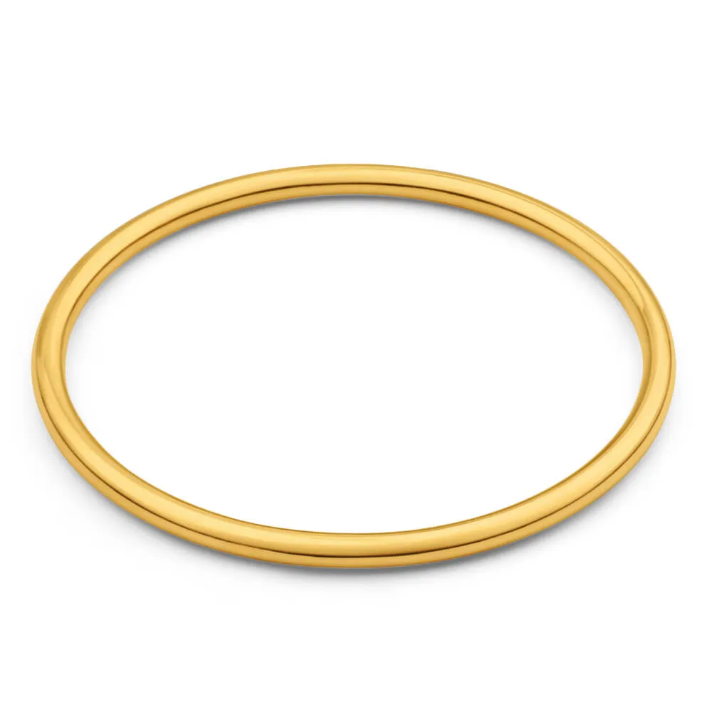 9ct Gold Silver Filled 65mm Bangle Yellow 4mm Thick