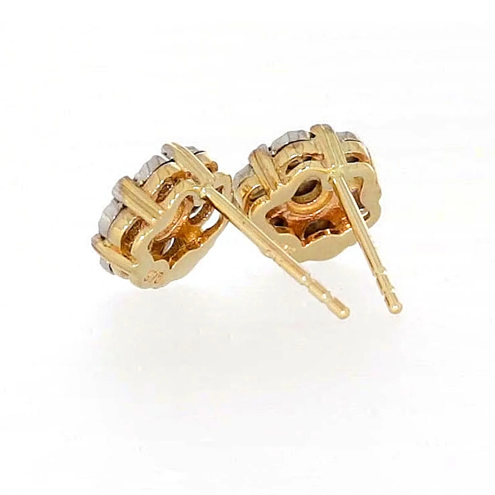 9ct Two Tone Gold Round Brilliant Cut with 0.07 Carat tw of Diamonds Stud Earrings