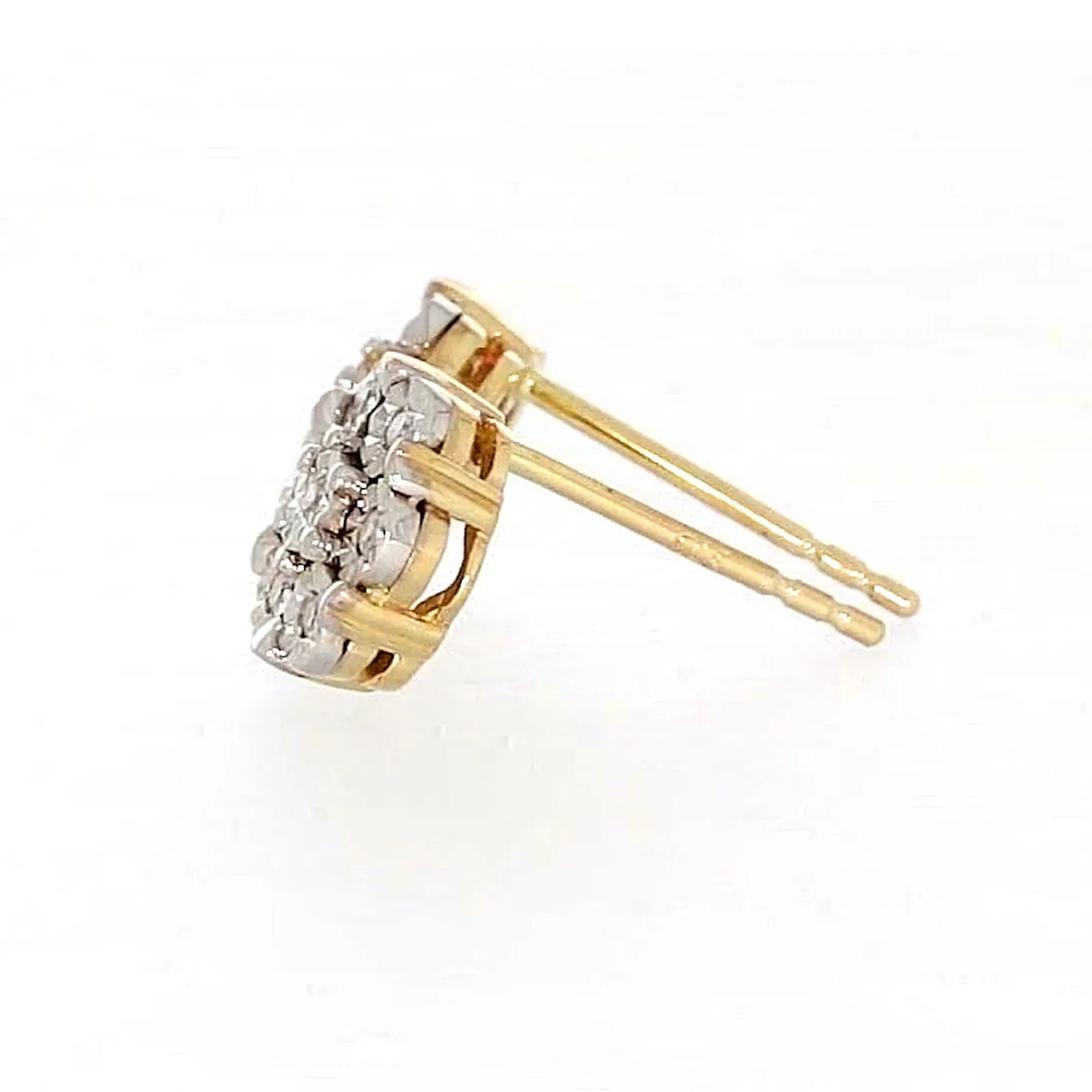 9ct Two Tone Gold Round Brilliant Cut with 0.07 Carat tw of Diamonds Stud Earrings