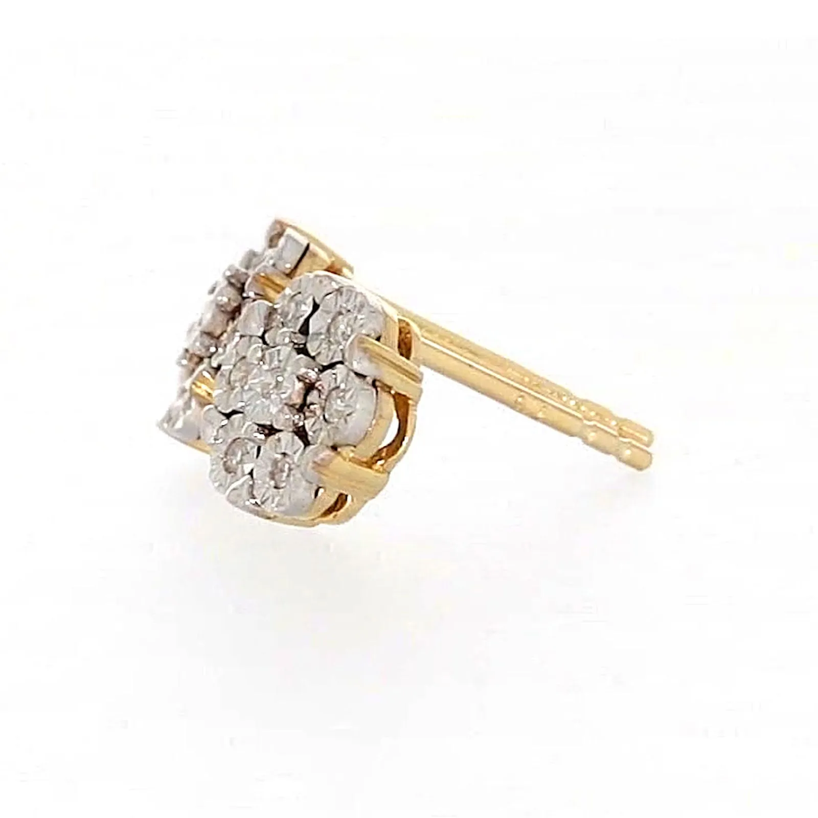 9ct Two Tone Gold Round Brilliant Cut with 0.07 Carat tw of Diamonds Stud Earrings