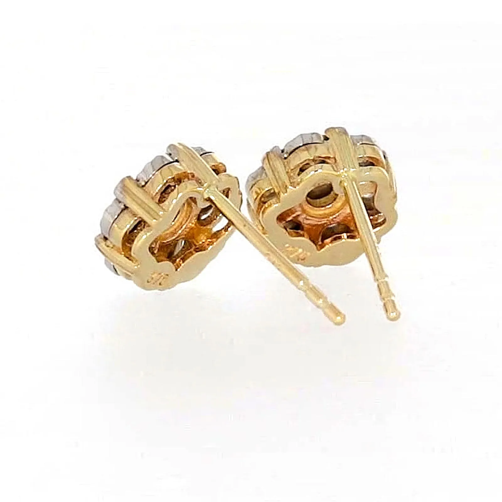 9ct Two Tone Gold Round Brilliant Cut with 0.07 Carat tw of Diamonds Stud Earrings