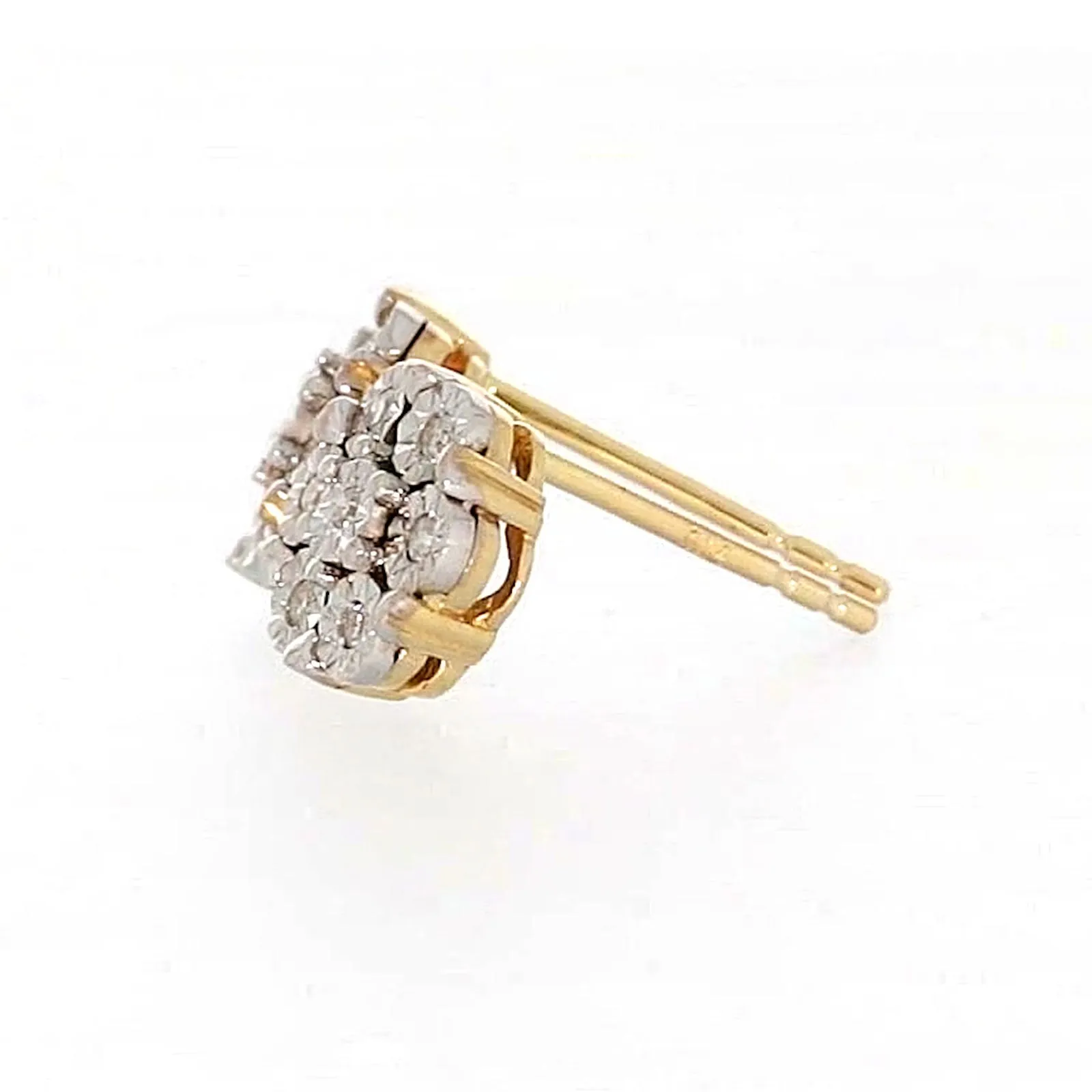 9ct Two Tone Gold Round Brilliant Cut with 0.07 Carat tw of Diamonds Stud Earrings