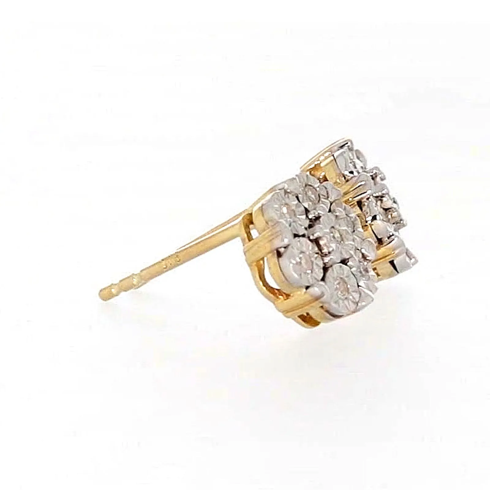 9ct Two Tone Gold Round Brilliant Cut with 0.07 Carat tw of Diamonds Stud Earrings