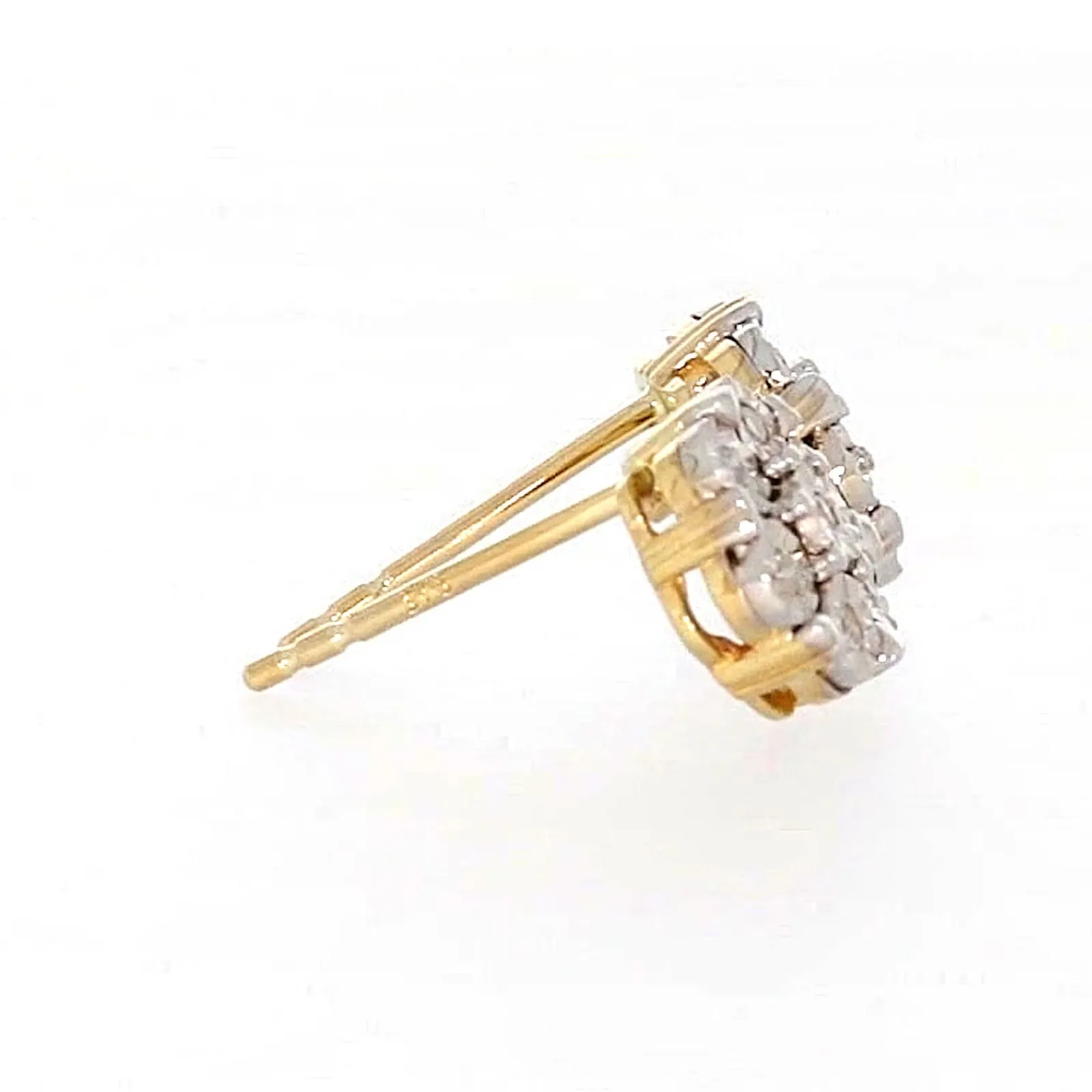 9ct Two Tone Gold Round Brilliant Cut with 0.07 Carat tw of Diamonds Stud Earrings