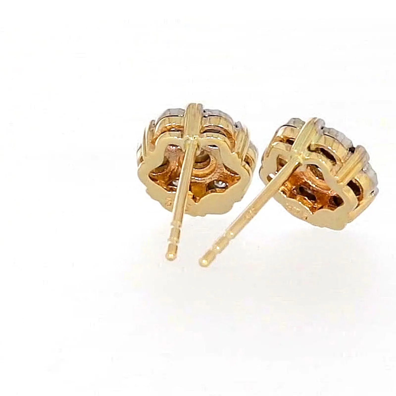 9ct Two Tone Gold Round Brilliant Cut with 0.07 Carat tw of Diamonds Stud Earrings