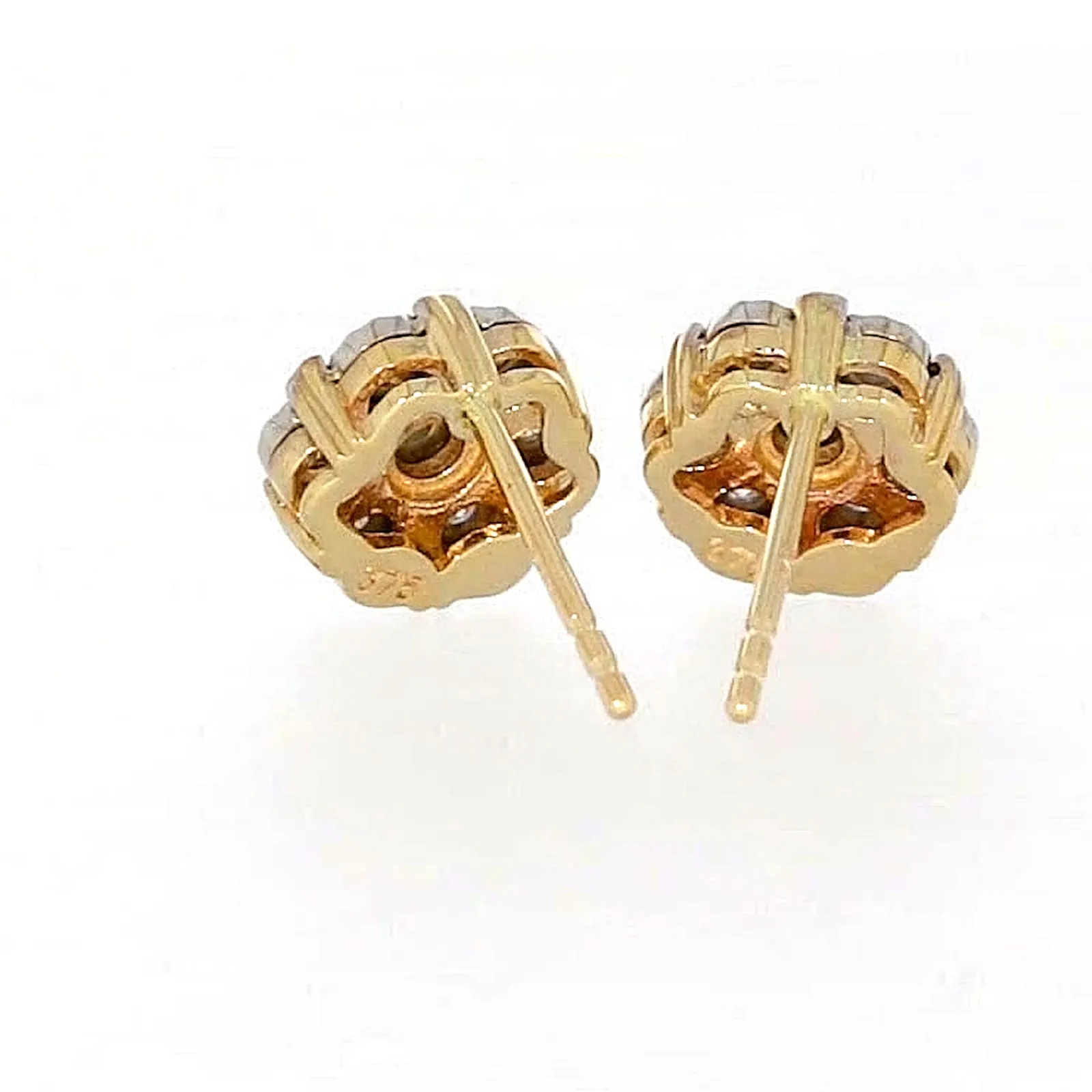 9ct Two Tone Gold Round Brilliant Cut with 0.07 Carat tw of Diamonds Stud Earrings