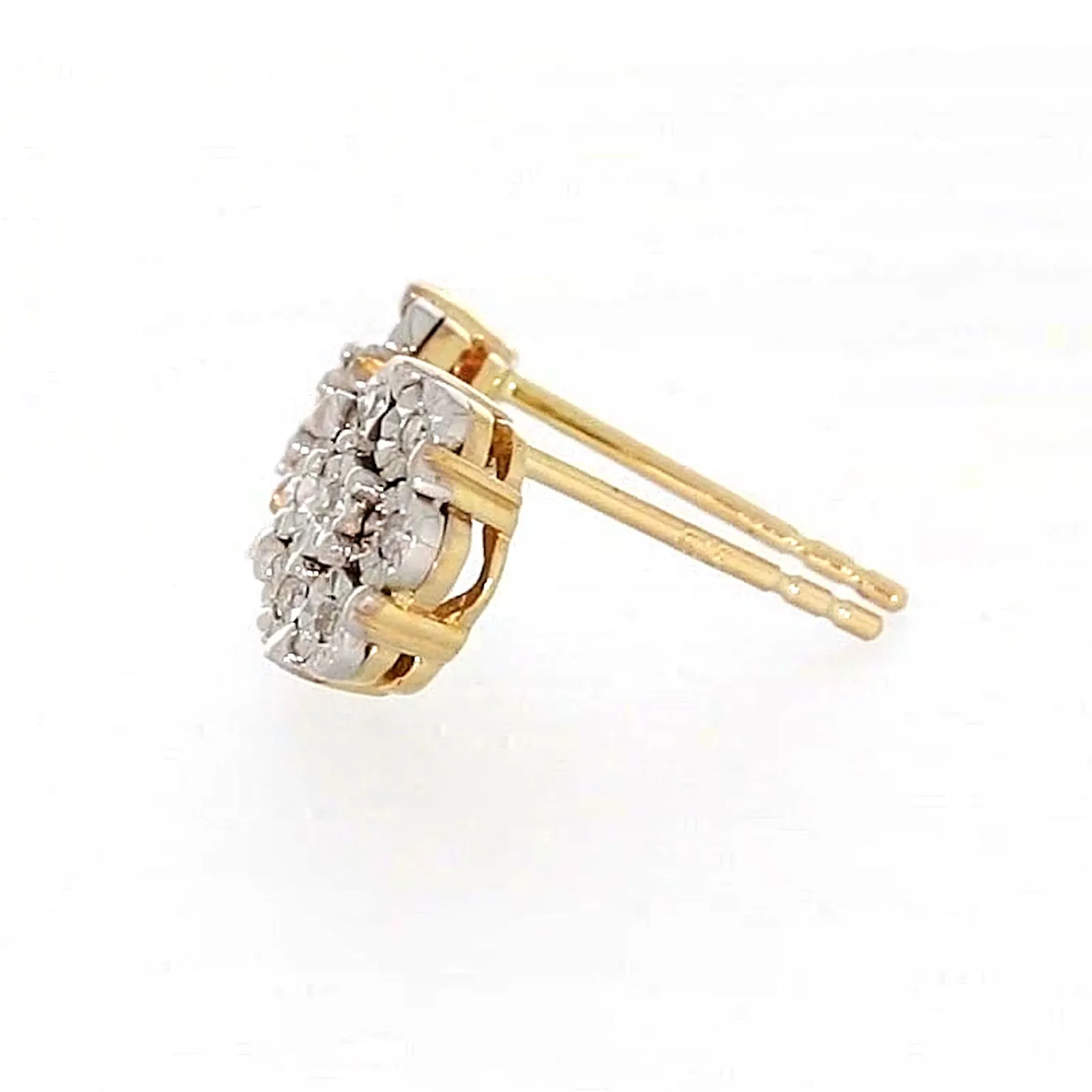 9ct Two Tone Gold Round Brilliant Cut with 0.07 Carat tw of Diamonds Stud Earrings